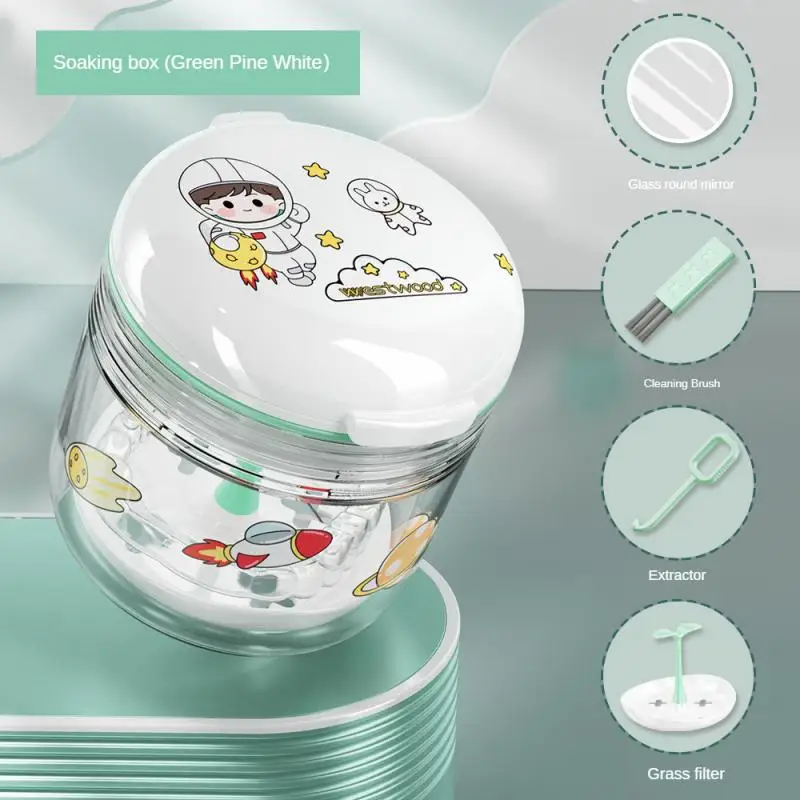 

Denture Bath Box Orthodontic Retainer Braces Storage Box Soaking Invisible Teeth Denture Cleaning Tooth Storage Portable Case