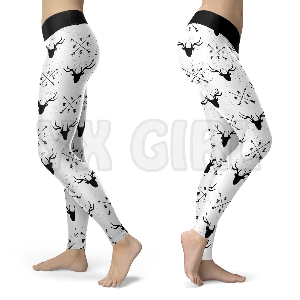 YX GIRL Women's For Girl Hunting Arrows and Deer 3D Printed Leggings Sexy Elastic Female Skinny Leggings Gothic Yoga Leggings