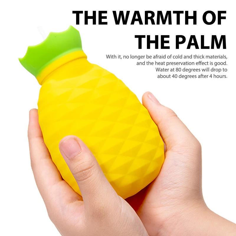 

New Cute Pineapple Shape Hot Water Bottle Portable Explosion-proof Hand Warmer Cold and Warm Silicone Bag