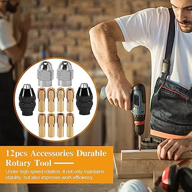 12 шт. 0 8-3 2 мм бесключевой сверлильный патрон набор цанг от 1/32 до 1/8 дюйма сменный