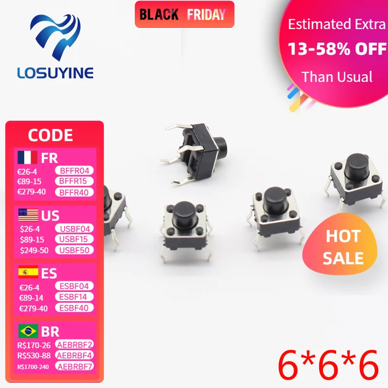 

Тактильные кнопки LOSUYINE G91, 50 шт.