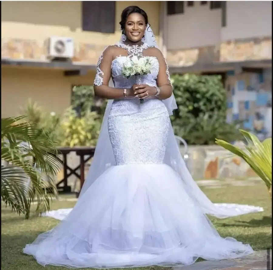 

Pretty Lace Appliques Mermaid Country Style Wedding Dress Sweep Train Vestido Noiva 2023 Long Sleeves Bridal Gowns