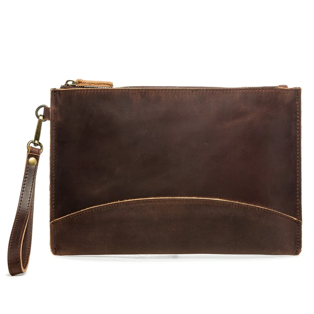 

Crazy Envelope Men's Retro Bag Horse New Grab Leather Bag Clutch Bag Luxury Hand Designer Men's Business Leather
