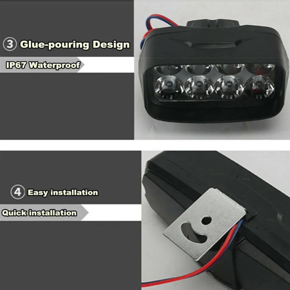 

1pc Motorcycle Driving Lamp Waterproof Reflector Headlight 8 Beads LED Light 6000K Durable Practical Lamp Motocross Parts