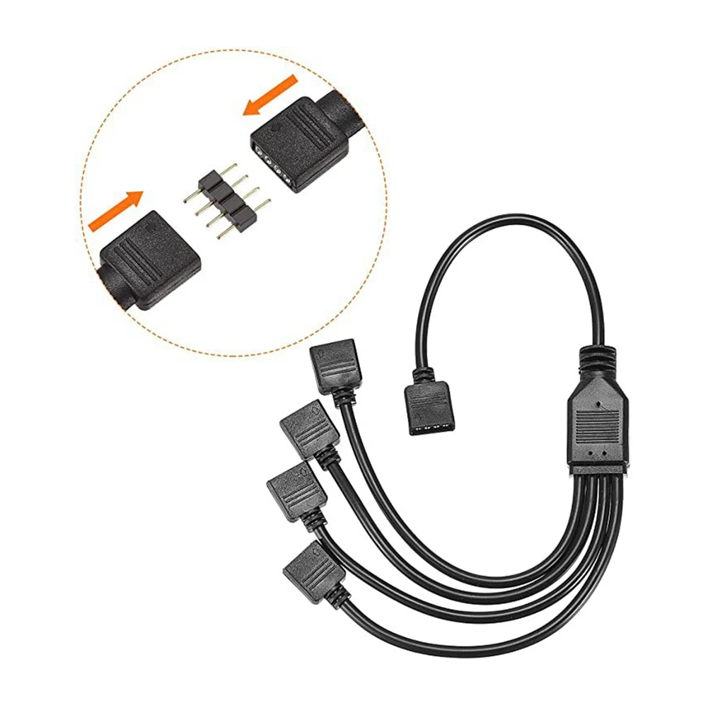 

1 To 4 4pin Extension Cable 12V 30cm Rgb Connector Computer Accessories Rgb Splitter Adapter for Aura Led Light Bar for Asus/msi