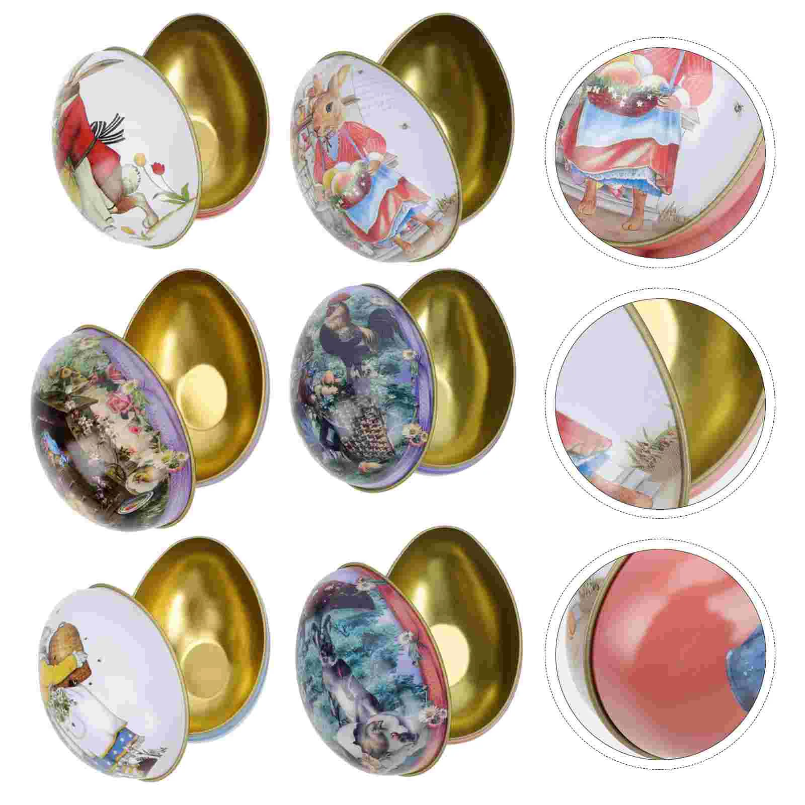 

Easter Box Tin Candy Tins Gift Boxes Metal Wedding Cookie Treat Jar Tinplate Container Storage Bunny Tea Adornment Style Jewelry