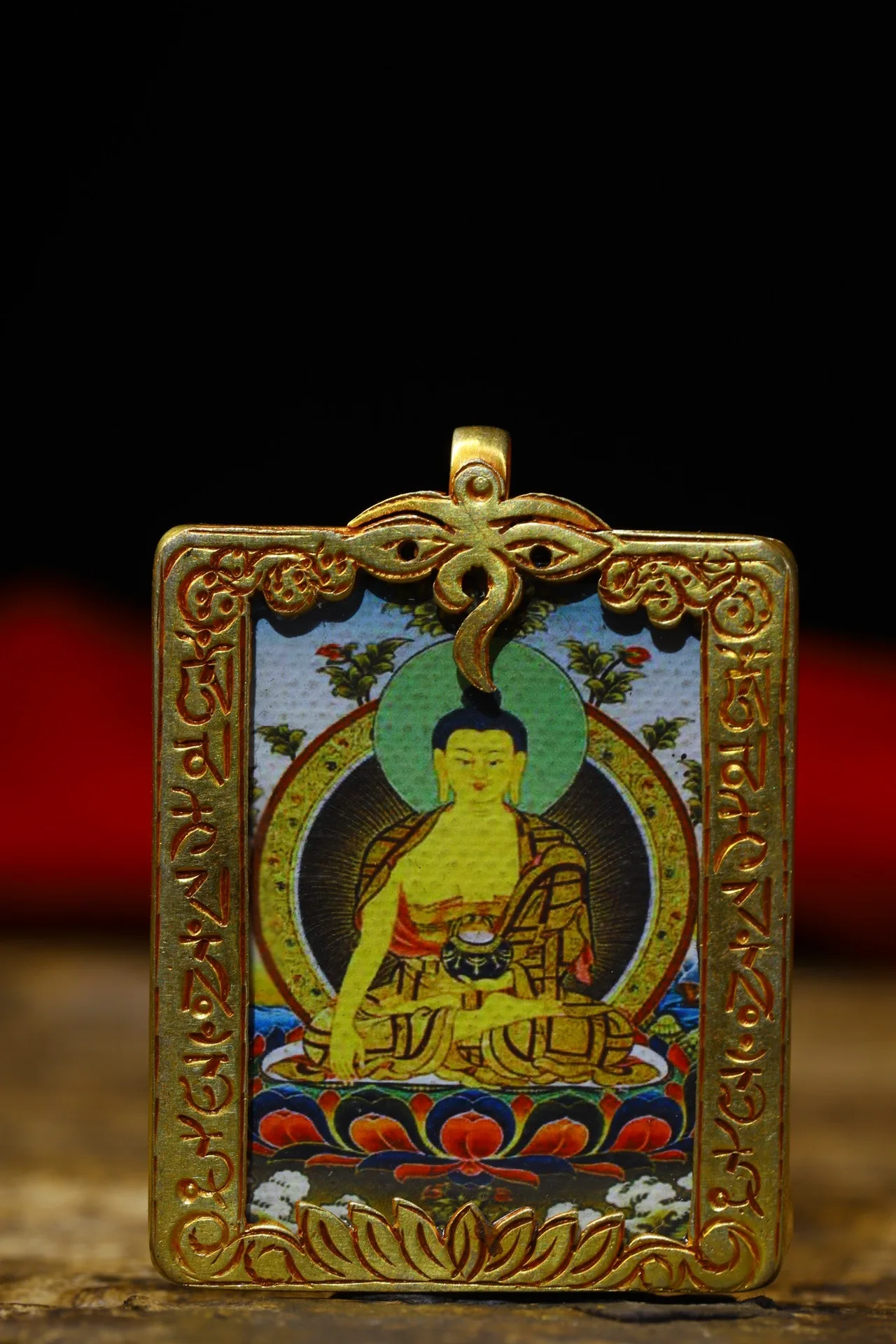 

China Elaboration Bronze Engrave Pure Hand Drawn Good Luck Thangka“Bodhisattva Buddha” Metal Crafts Ornaments Home Decorat#11