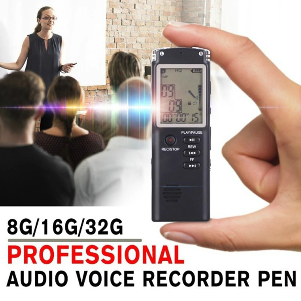 

Высококачественный цифровой аудио-диктофон 8 ГБ/16 ГБ/32 ГБ, диктофон с блокировкой ключа, телефонная запись, дисплей в реальном времени с MP3-плеером