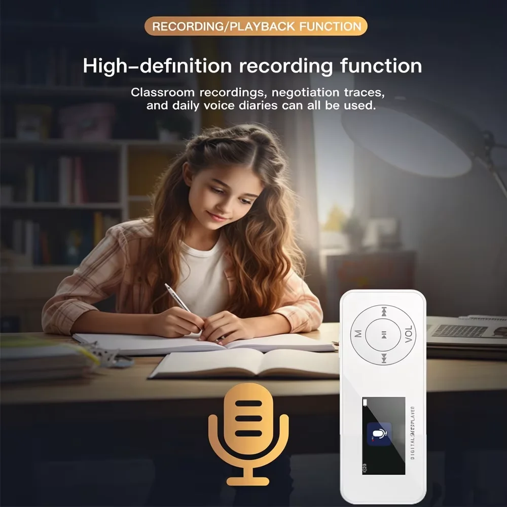 Фото Мини-плеер KEBIDUMEI MP3 с Bluetooth 5.3, портативный проигрыватель для студентов, для плавания, бега, езды на велосипеде, со встроенным динамиком, поддержкой FM-радио и электронных книг №2