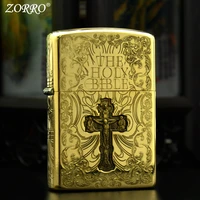 zorro kerosene lighter pure copper 3d carved jesus cross personalized lighter to send friends fashionable and beautiful