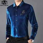 Рубашка мужская демисезонная с длинным рукавом, брендовая люксовая с золотым бархатным узором, с китайским принтом, C837