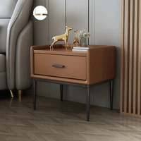 nordic leather bedside table modern minimalist bedroom solid wood bedside table high foot light luxury locker night stand