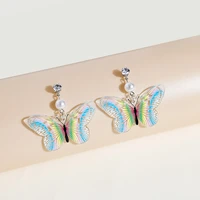 minar 2022 hot sale multi designs resin butterfly earring for women printed clear simulation wings drop arrings casual jewelry