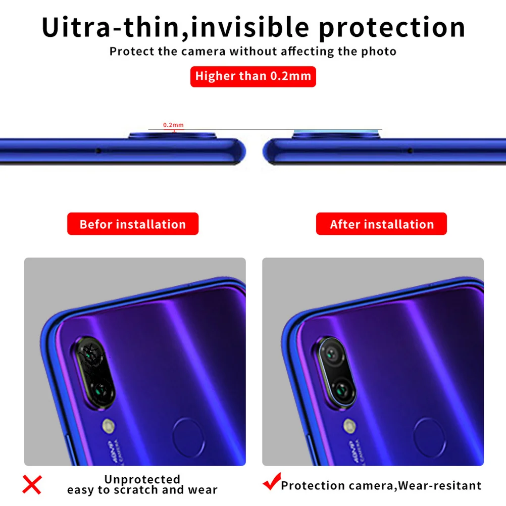 

3Pcs Camera Lens Protector Tempered Glass Lens Film Camera Lens Protective Cover Compatible for Hong Mi Note 7/7 Pro