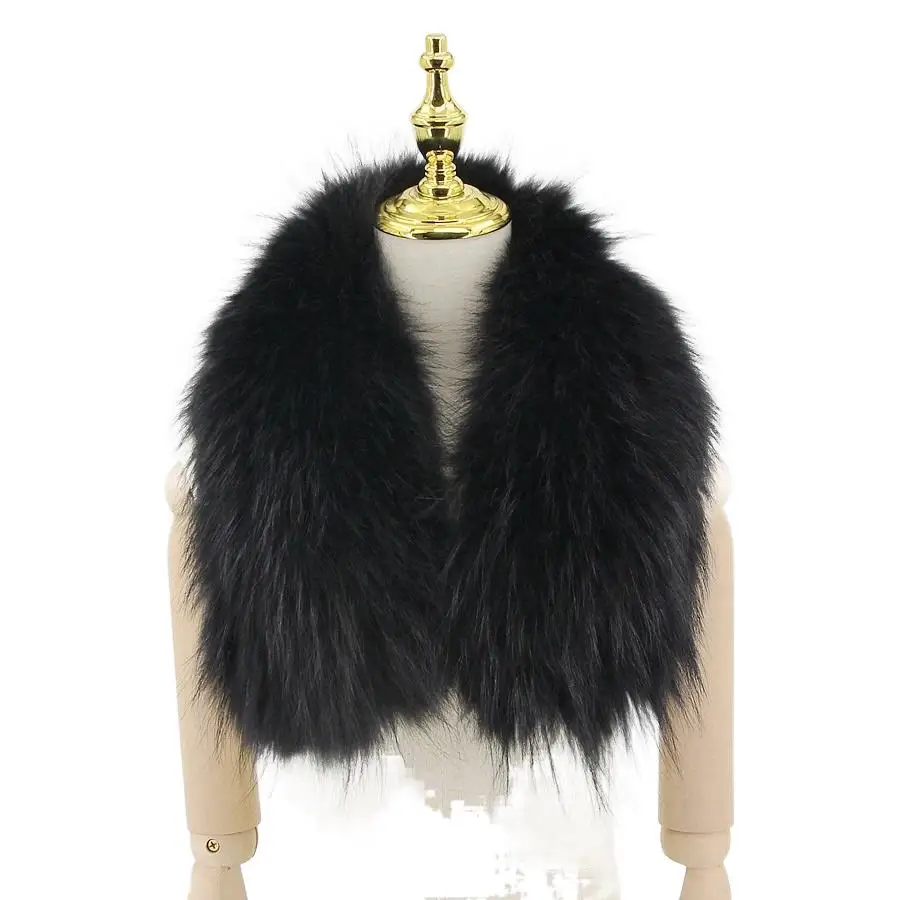 

Ladies Real Fox Fur Collar Winter Real Raccoon Fur Collar Natural Fur Warm For Parka New Fashion Furry Muffler With Clip Loops