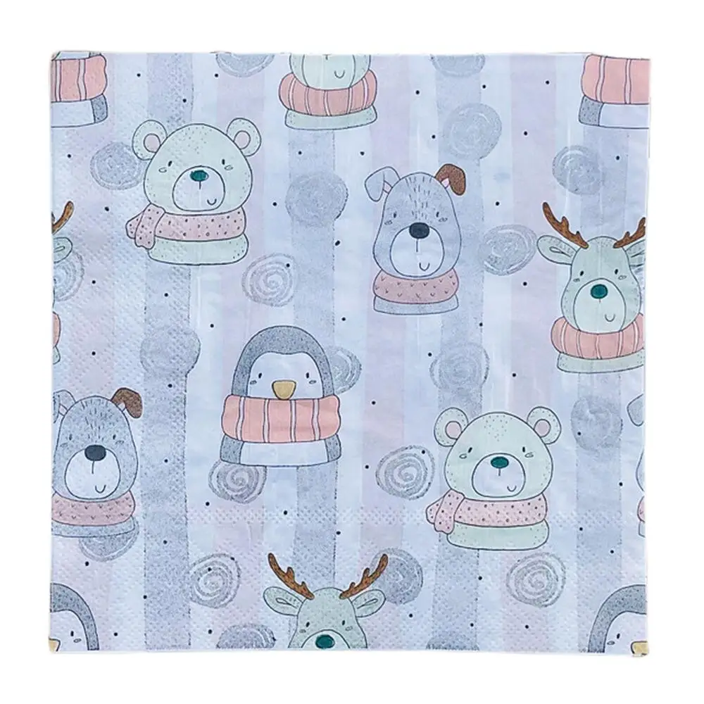 

10/20pcs Gender Reveal Cartoon Servilletas Decoupage Paper Napkins Boy or Girl Dinosaur Bear Tissues Baby Shower Party Decor