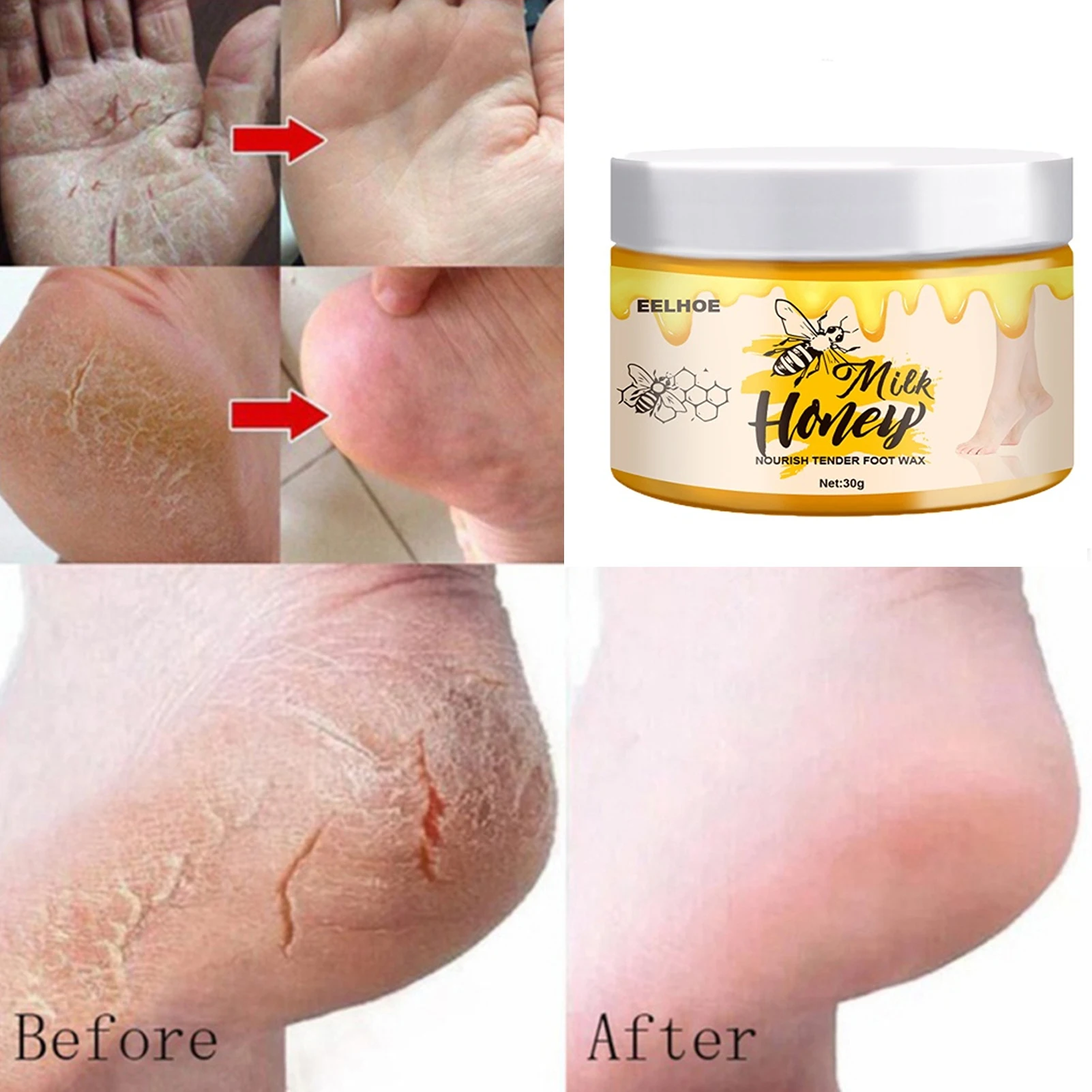 

Медовая отшелушивающая маска против шероховатости и треснувшей пятки, растительный экстракт омертвевшей кожи, маска для ухода за кожей рук и ног