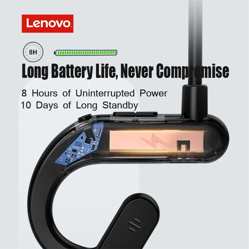 Оригинальные Bluetooth-наушники Lenovo X3 с костной проводимостью, беспроводные наушники, не вкладыши, водонепроницаемая гарнитура с микрофоном дл.