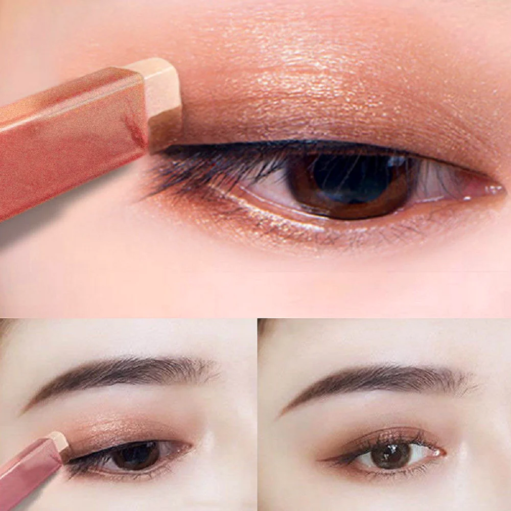 2023 New Double Color Eye Shadows Pallet Matte Stick Palets Korean Waterproof Long Lasting Bicolor Shimmer Beauty Make Up Tools