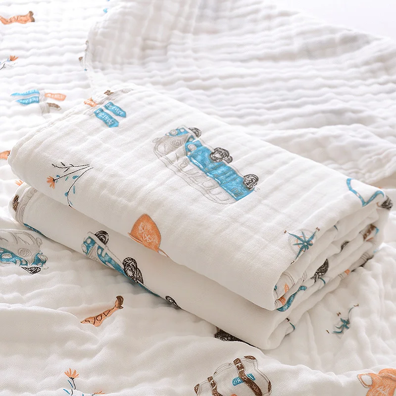 

Muslin Blanket Baby Gauze Cotton Summer And Sheet Cartoon Graphic Swaddling For Newborn Wrap Bath Towel Blankets Super Soft