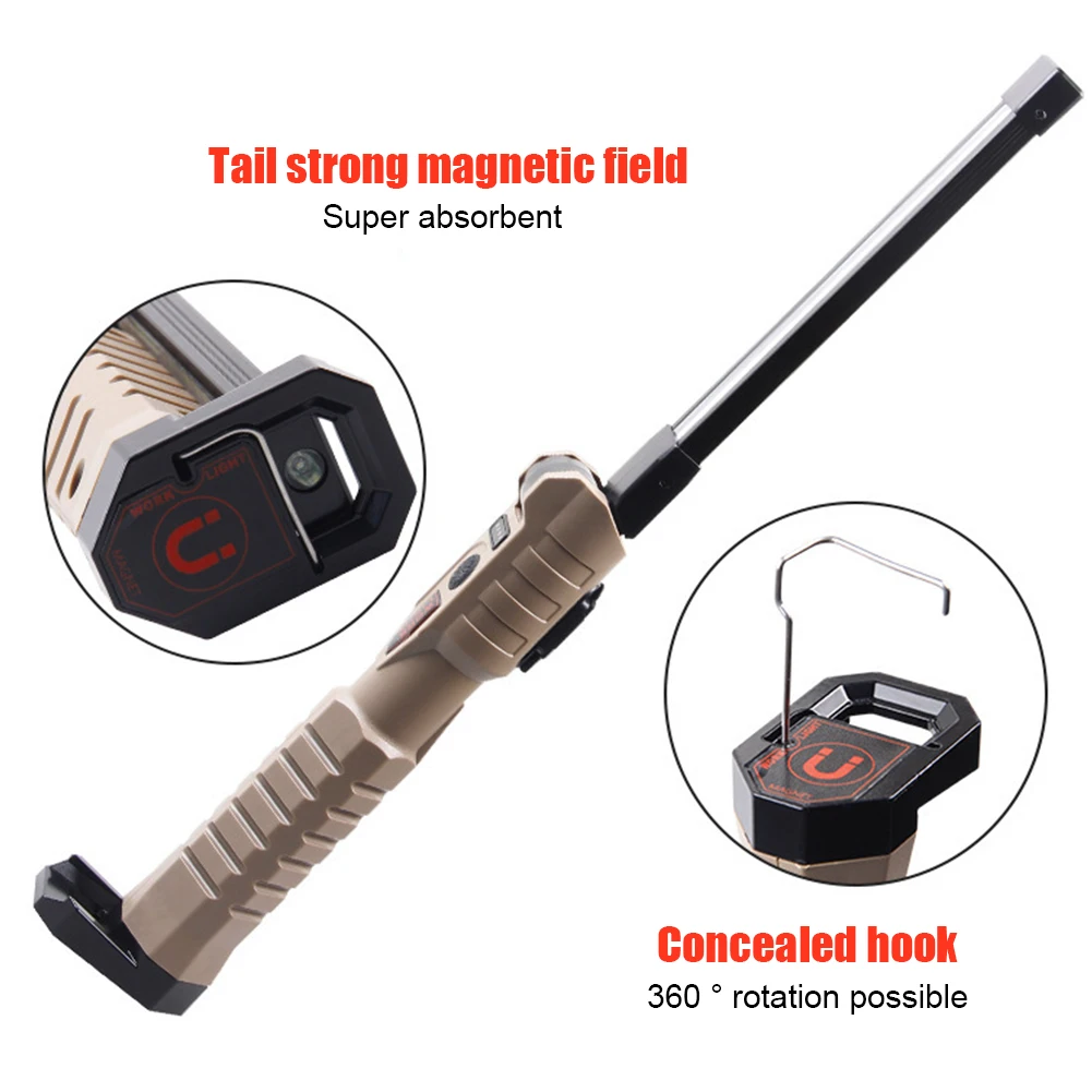 

Type-C USB Rechargeable Double Sided COB+XPE LED Foldable Hanging Flashlight Torch 400lm Waterproof Portable Emergency