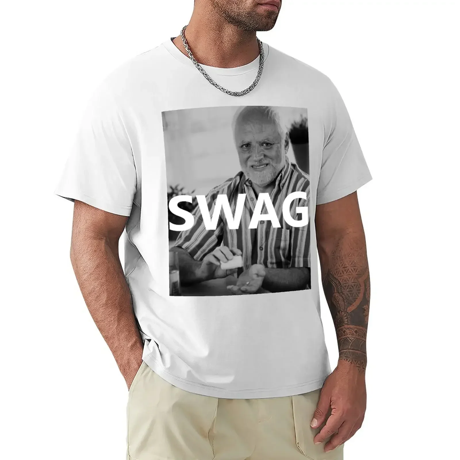 Мужская Винтажная Футболка Гарольд-SWAG из аниме скрыть боль летняя одежда для