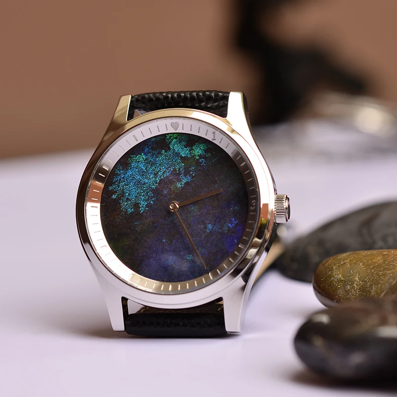 Australia Opal Gems Watches Womens Love Memorial 36mm Stainless Steel Quartz Dress Small Watch