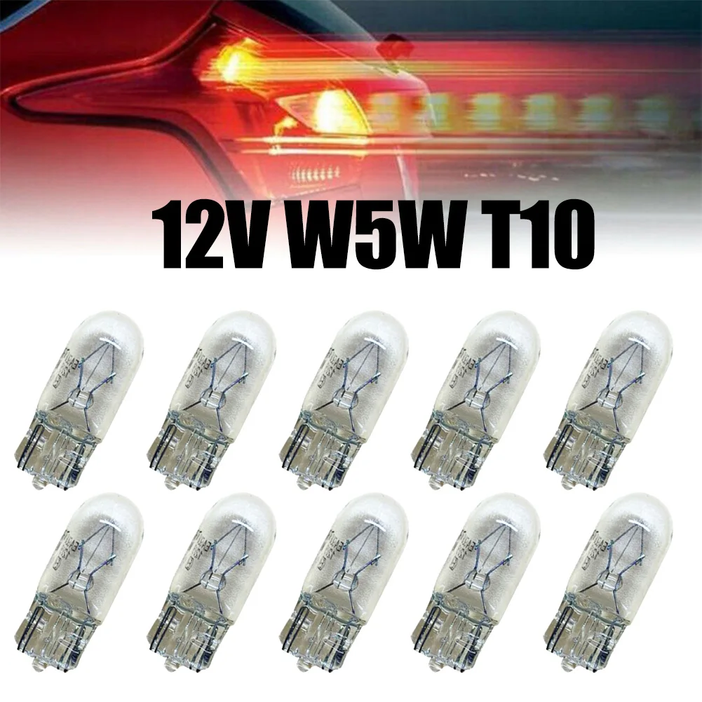 

10PCS T10 12V W5W Car Halogen Bulb Brake Light Signal Light Car Tail Light Bulb 3000k 12V White Light