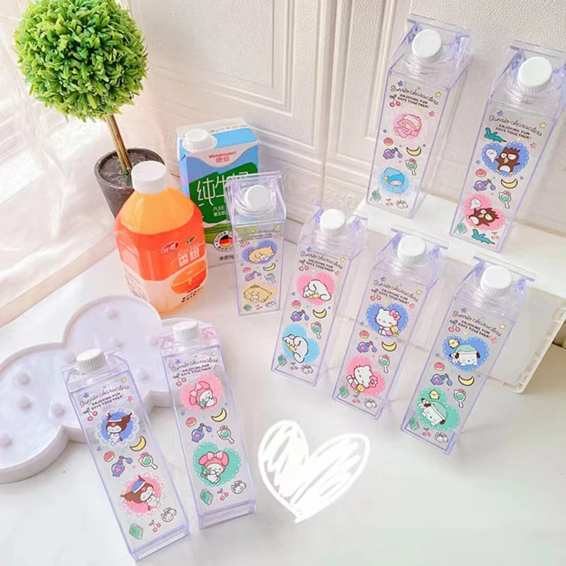 

500Ml Sanrioed Kawaii Anime Large-Capacity Beverage Sub-Bottling Kuromi Cinnamoroll Pom Pom Purin Kitty Melody Milk Juise Bottle