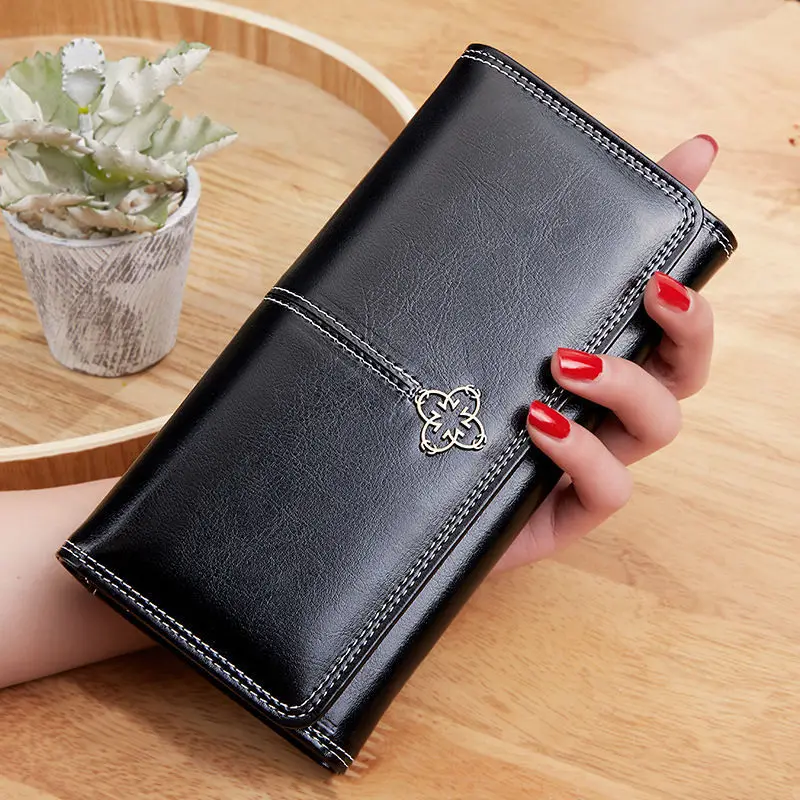 

2022 New Fashion Women's Wallet Portfel Damski Money Bag Lady Long Leather Clutch Bag Wallet Card Holder Carteras Para Mujer