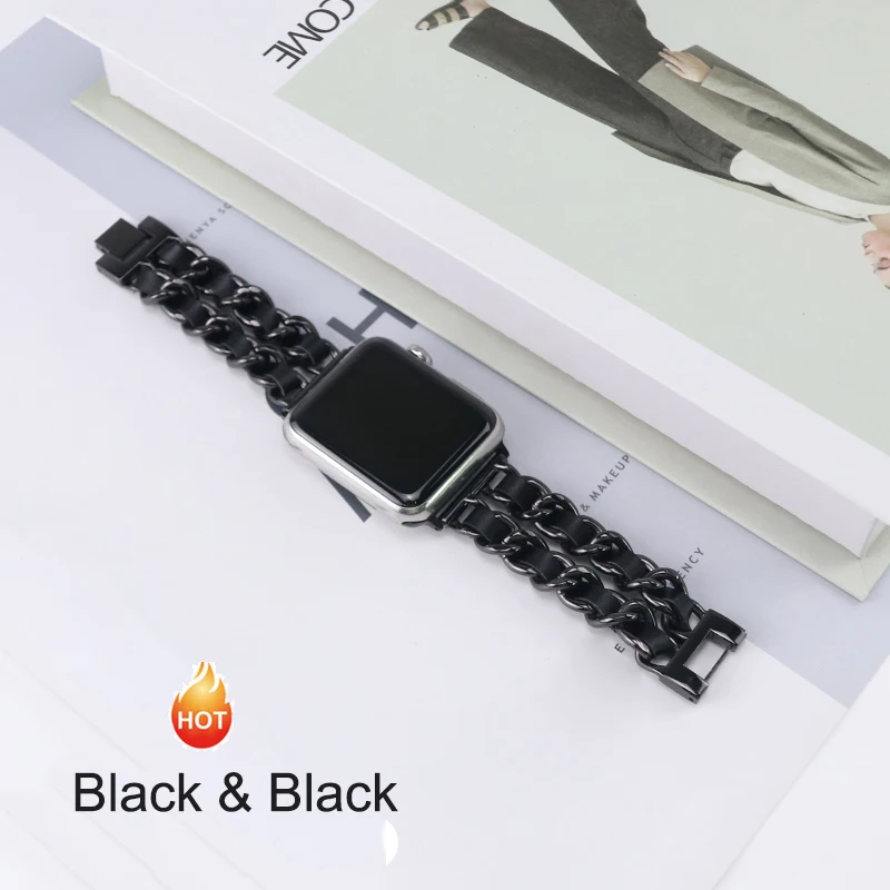 Stainless Steel Strap For Apple Watch Series 8 Band 41/45mm Leather iWatch 7 6 5 4 3 Correa 40/44mm Ultra 49mm Band Accessories