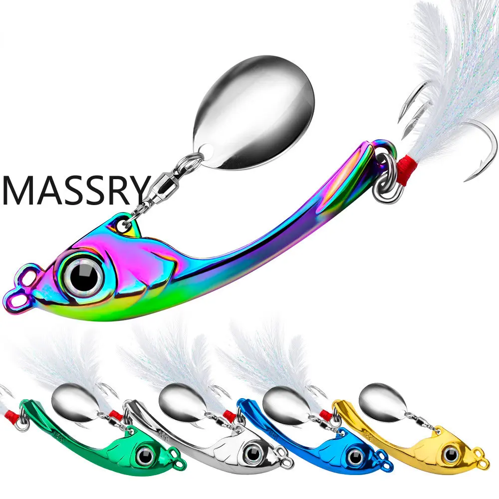 

Spinner Bait 9g 13g 17g Metal Vib Fishing Lure Trolling Rotating Spoon Wobbler Sinking Hard Bait with Sequin Pesca for Bass Pike