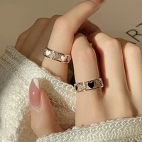 new trend heart shaped zircon open rings for women hollow out heart opening joint ring wedding band party elegant jewelry gifts