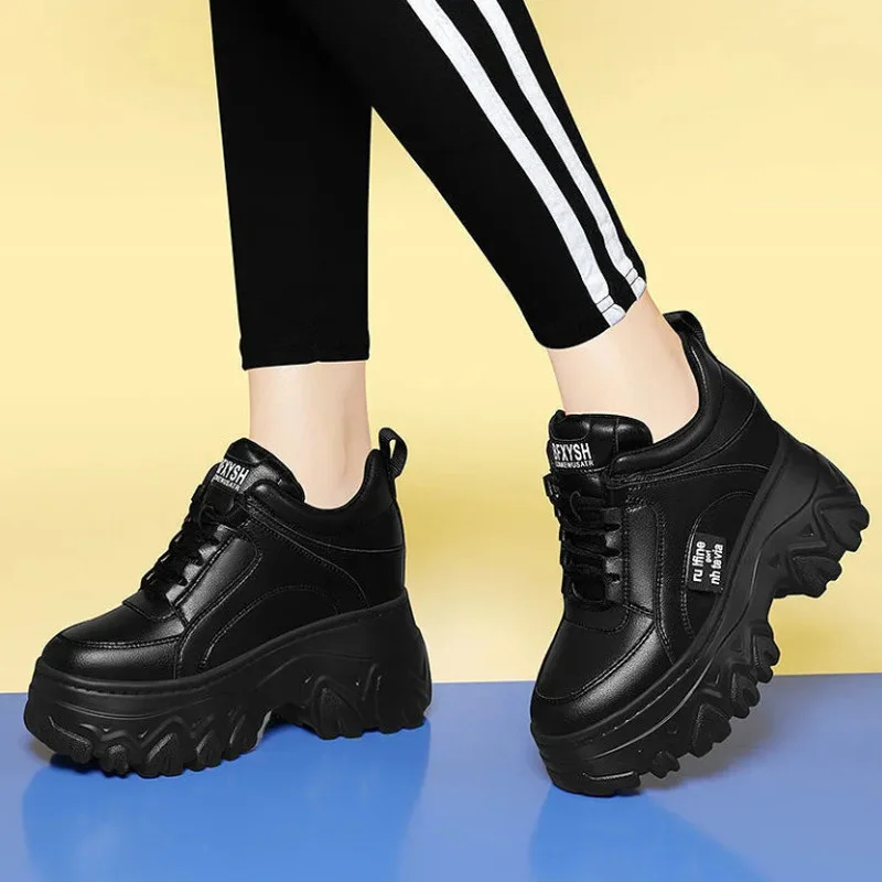 

Женские кроссовки на платформе, Вулканизированная массивная подошва, удобная повседневная обувь с внутренним увеличением, на высоком каблуке