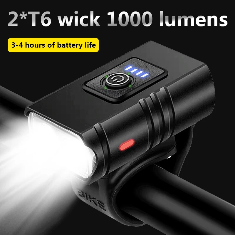 

BIKING 1200 Lumen Cycling Light USB Rechargeable Lamp 4500mAh 5 Modes LED Flashlight Aluminum Ultralight MTB Bicycle Lights