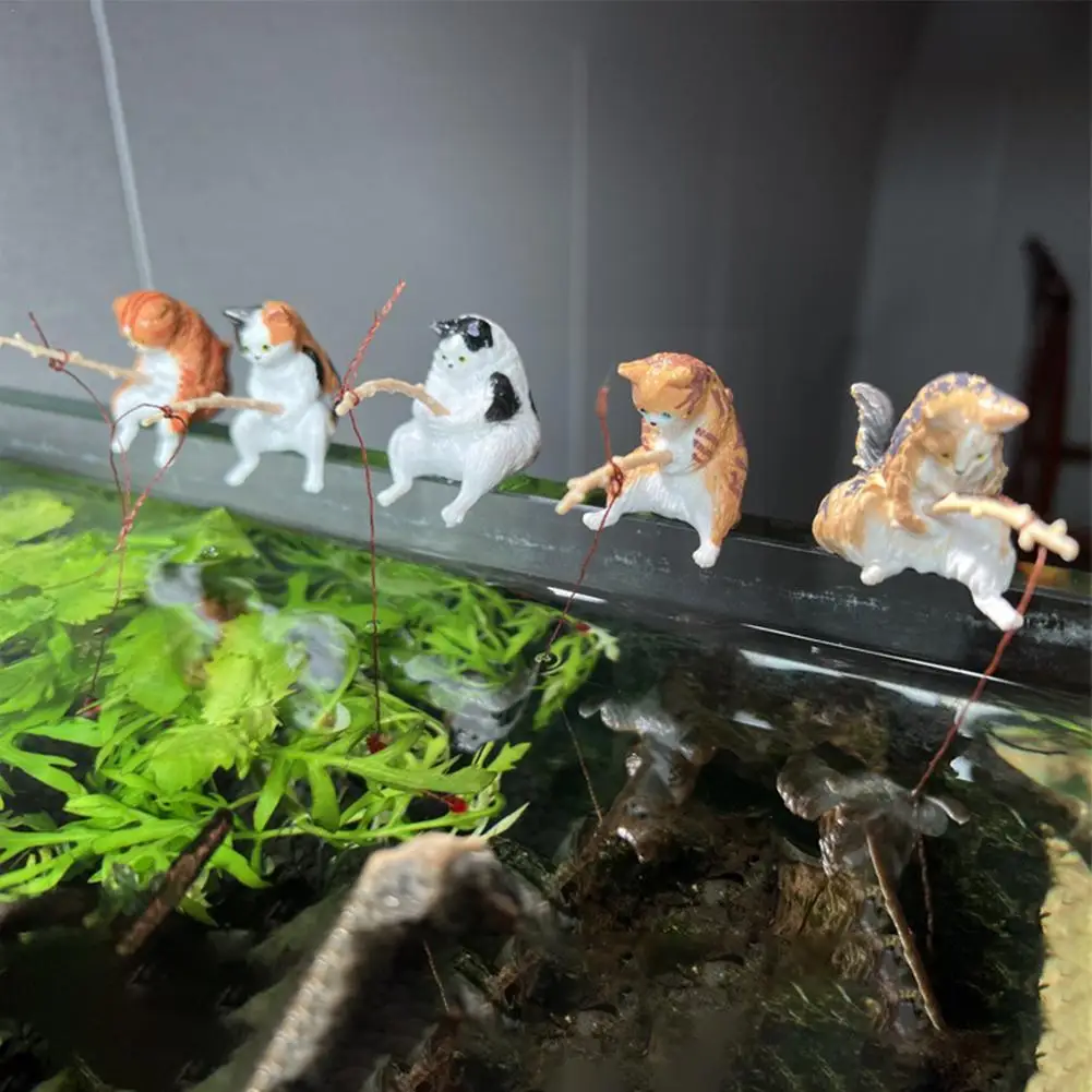 

1PCS Fish Tank Landscaping Vivid Shape Exquisite Cartoon Cat Household Supply Fishing Decor Aquarium Ornament P3G2