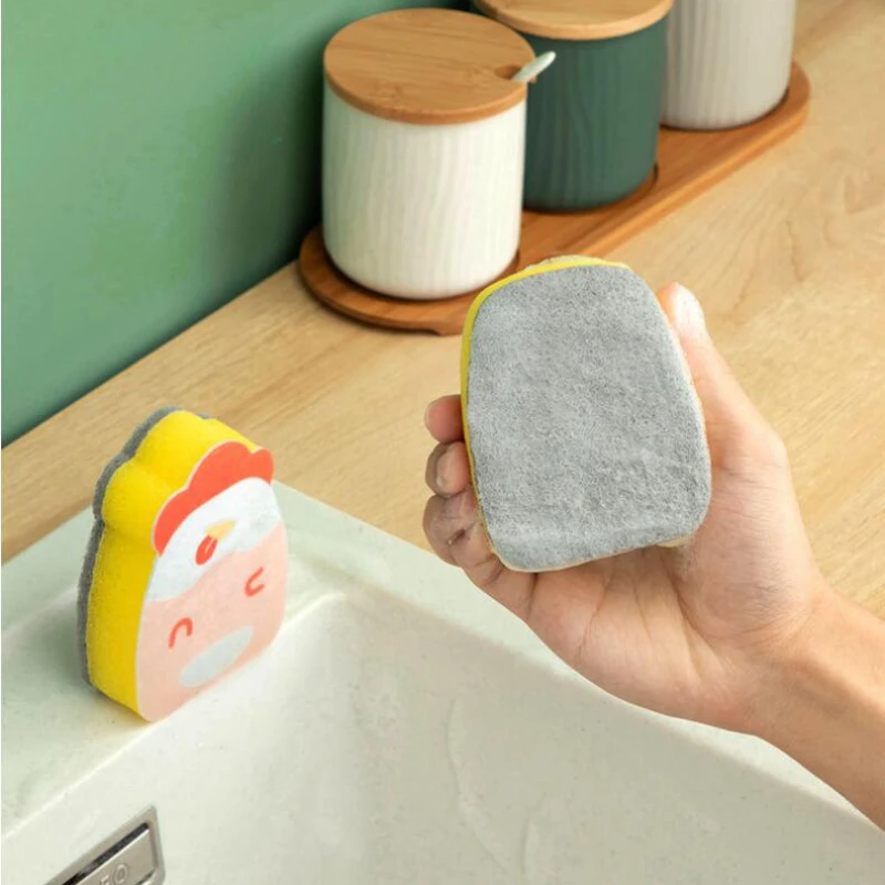 

Бытовые кухонные принадлежности, щетка для кастрюль, чистящий коврик, симпатичная мультяшная губка для мытья посуды, двусторонняя Очистка