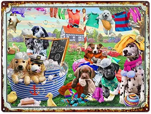 

Настенный декор для гостиной и ванной комнаты, жестяной знак для ванной собаки