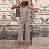 women sleeveless rompers jumpsuit loose baggy trousers overalls pants backless casual floral clubwear