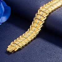 17mm wide wristband mens bracelet chain link yellow gold filledthick statement 8 2 inches classic hip hop jewelry