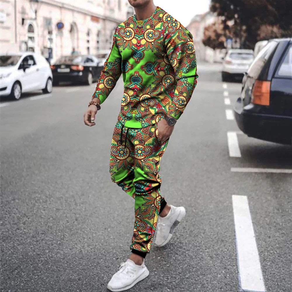 Men Casual T-shirt Sets Tracksuit For Men's Jogging Sportwear Outfit Oversize 3D Print Two Piece Loose Trousers Pantsuit Clothes