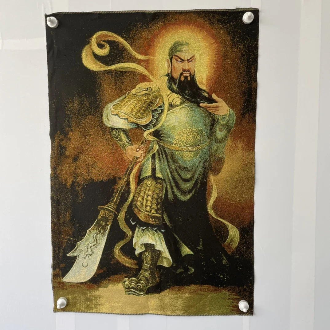 

Китайская шелковая вышивка Thangka благоприятная живопись Гуань Юй роспись рукоделие домашнее украшение