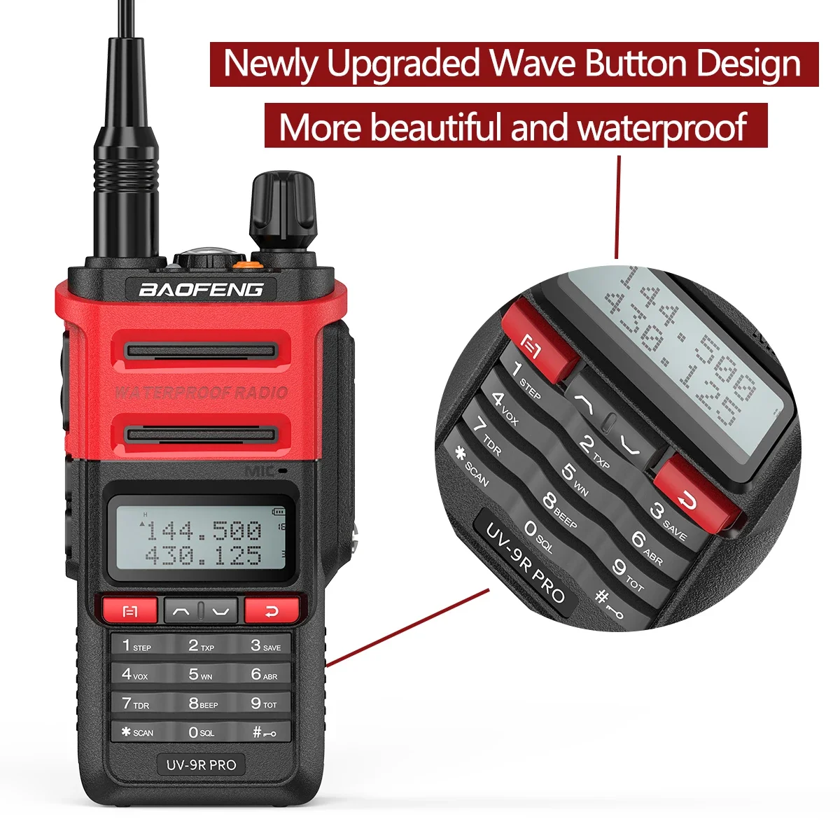 Фото Водонепроницаемая рация Baofeng UV-9R PRO, двусторонняя радиостанция BAOFENG UV-9R, двухдиапазонная портативная рация 8 Вт, черная, IPX7, 8 Вт №4