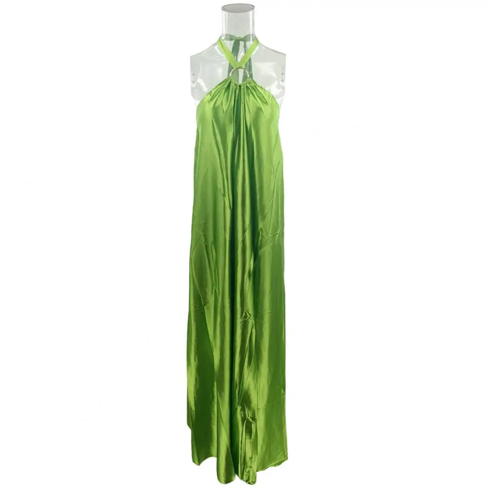 

Long Dress Off Shoulder Lightweight Loose Waist Women Large Hem Halter Elegant Maxi Dress Evening Dress Female Clothing