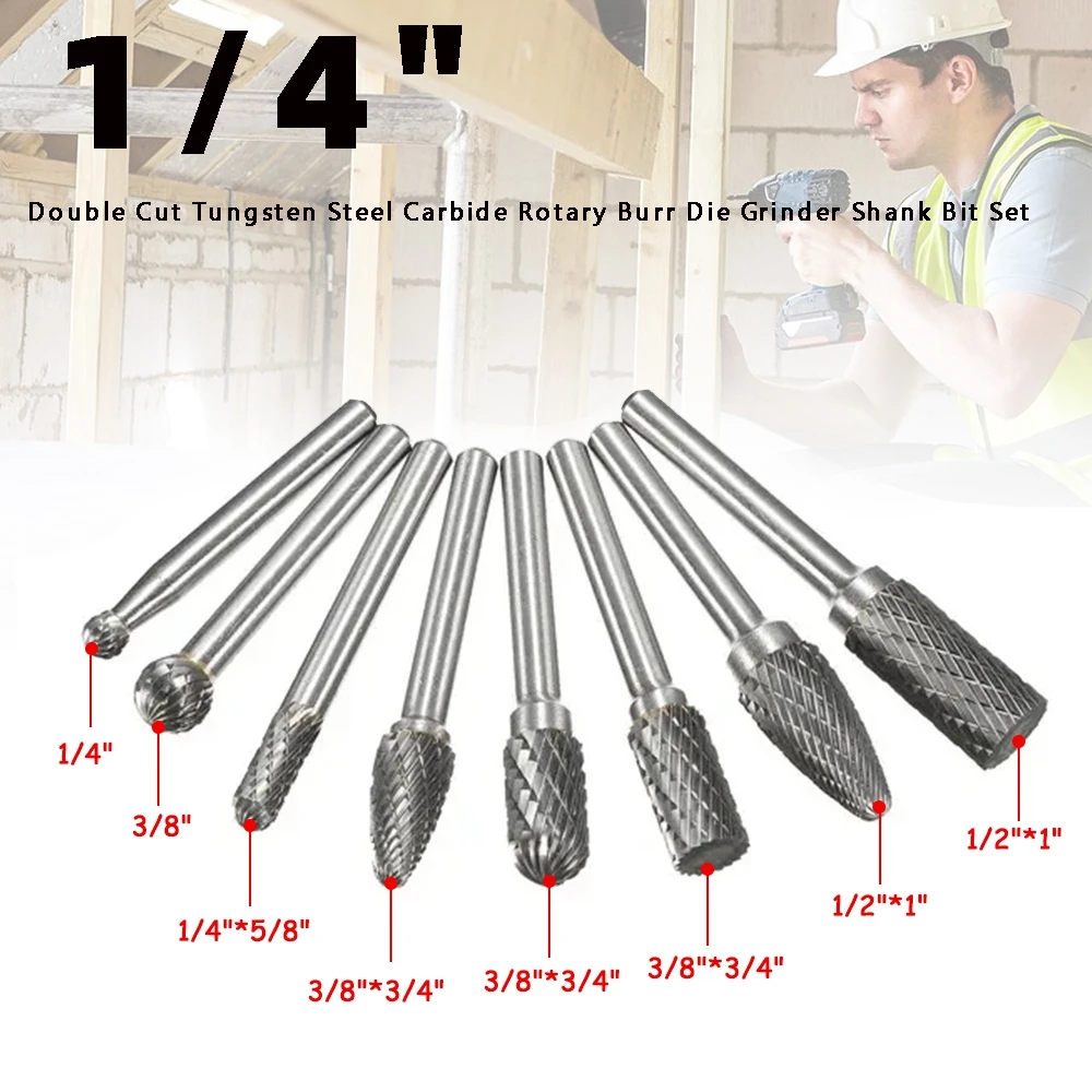 

Areyourshop 1/4 "двойной резки вольфрамовой стали карбида роторного заусенца высечки хвостовик шлифовального станка Набор бит