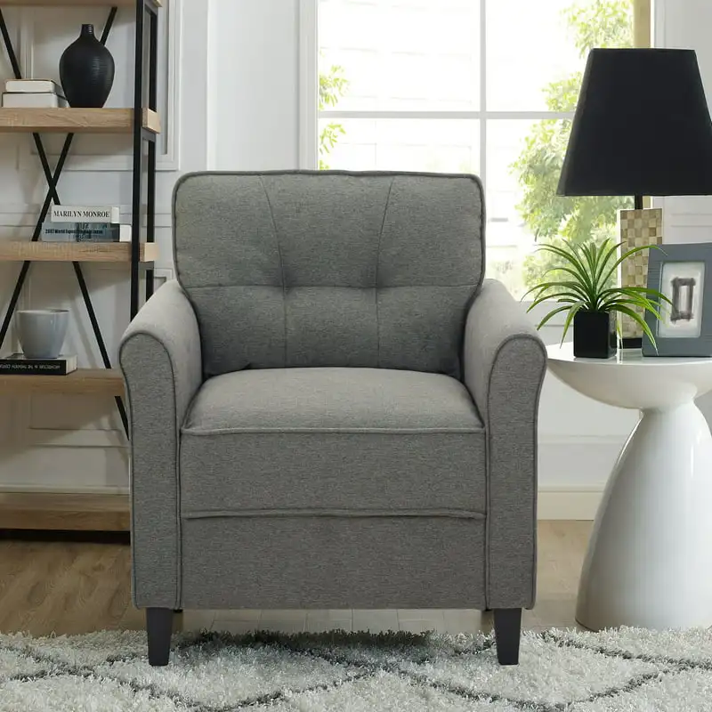 

Hactor Lounge Chair with Curved Arms, Heather Gray Fabric