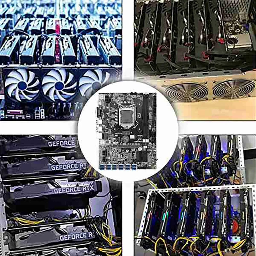 B75 12 Card BTC Майнер Материнская Плата ЦП + вентилятор термопаста кабель