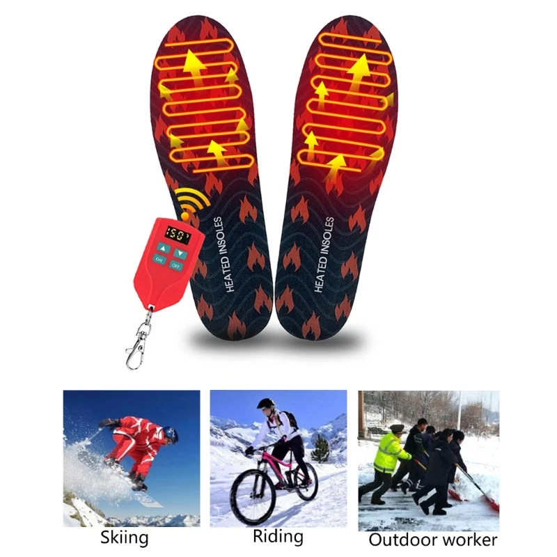

Electric Heated Insoles Wireless Rechargeable Shoe Pads Adjustable Temperature Foot Warmer for Walking Camping Hiking