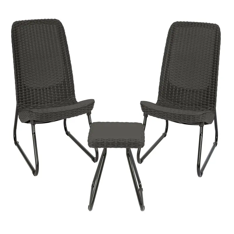 

POPTOP Rio 3-Piece Outdoor Set, All-Weather Resin Rattan Patio Lounge , Graphite