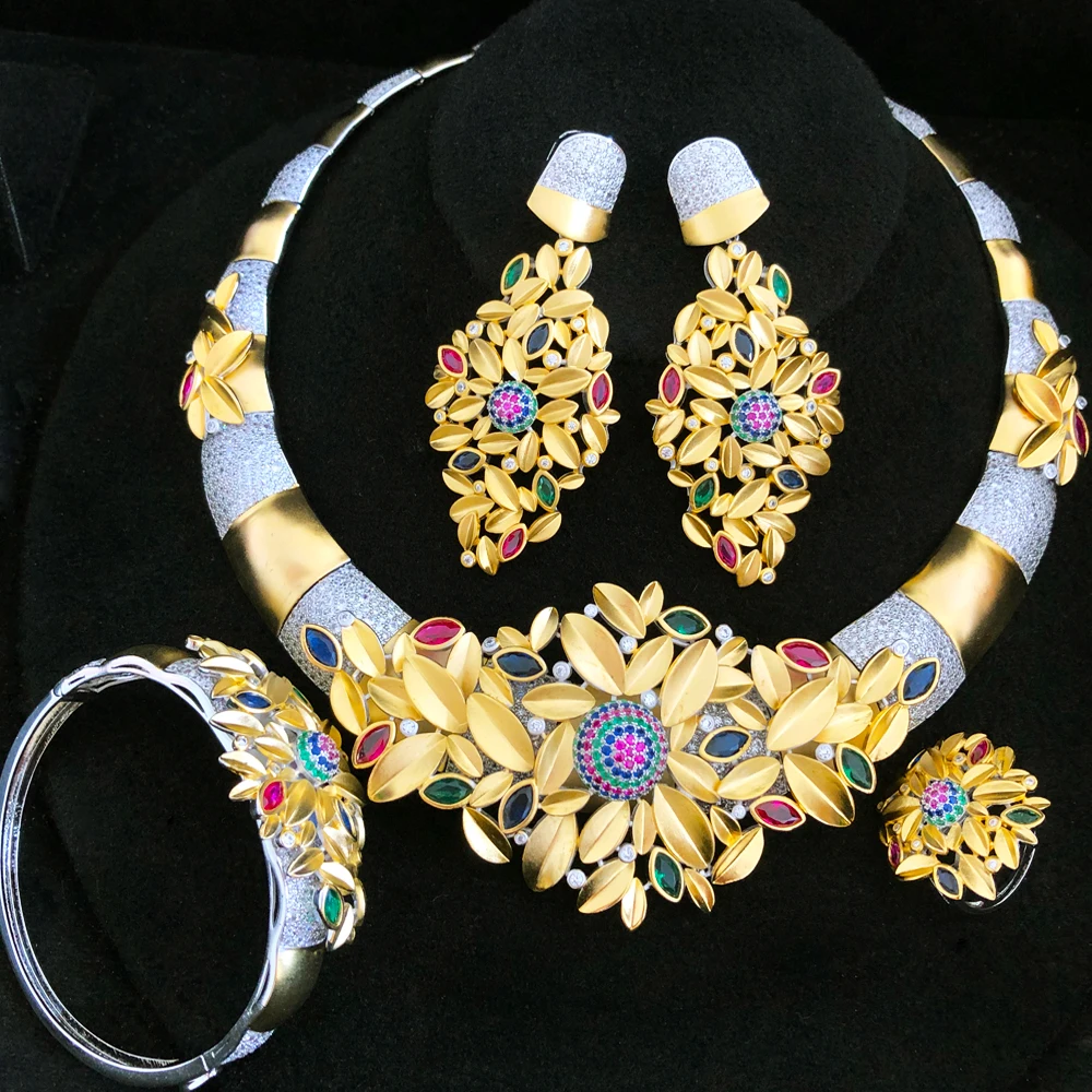 Kellybola Дубай Оригинальное роскошное ожерелье серьги кольцо для женщин Свадебная